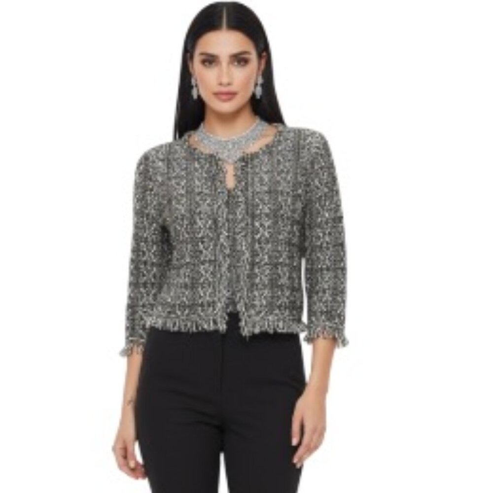 Lineamaglia Small Alpaca Blend Fringe Cardigan Knit Jacket